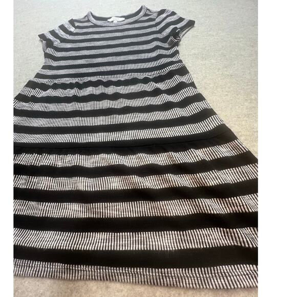 LOFT Petite MP Ribbed Knit Stripe Short Sleeve Dress Black White - Picture 3 of 5